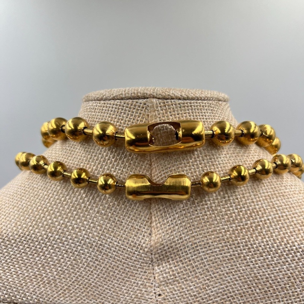 Vintage Y2K Gold Tone Oversized Ball Chain Necklace & Bracelet Set Retro Classic - Picture 8 of 8